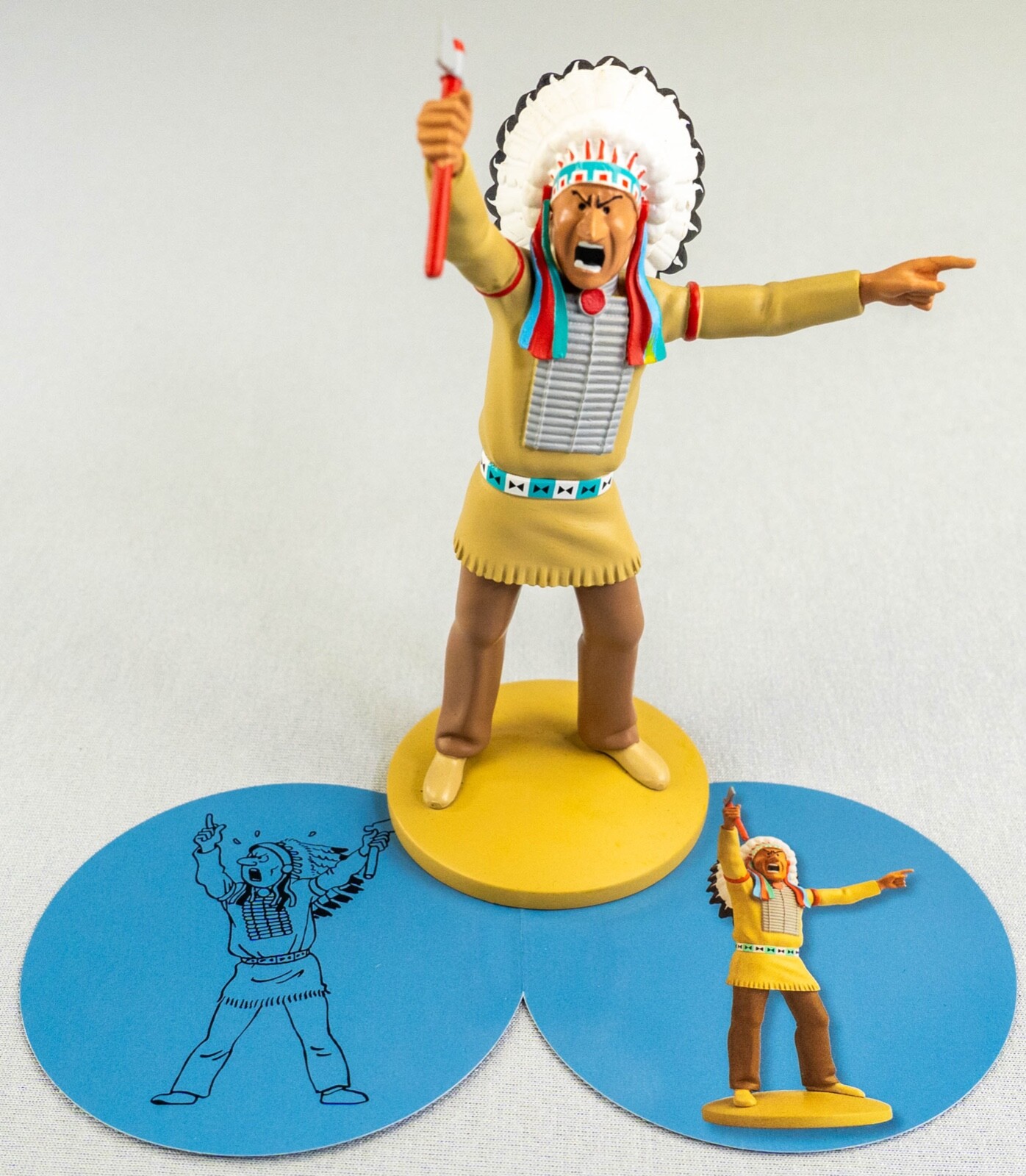Moulinsart Tintin Figurine 42249 Indian Chief America Resin Officielle Figure 42