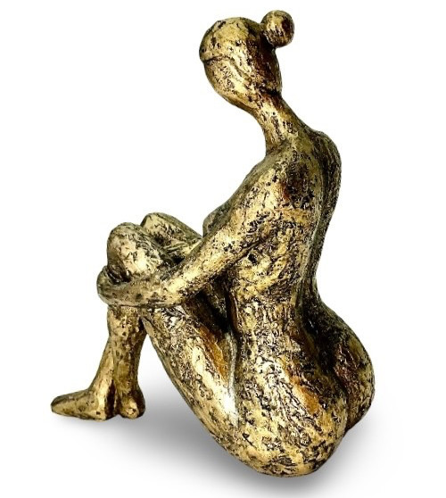 Antiqued Bronze Nude Woman Figurine Polyresin Contemporary Sculpture