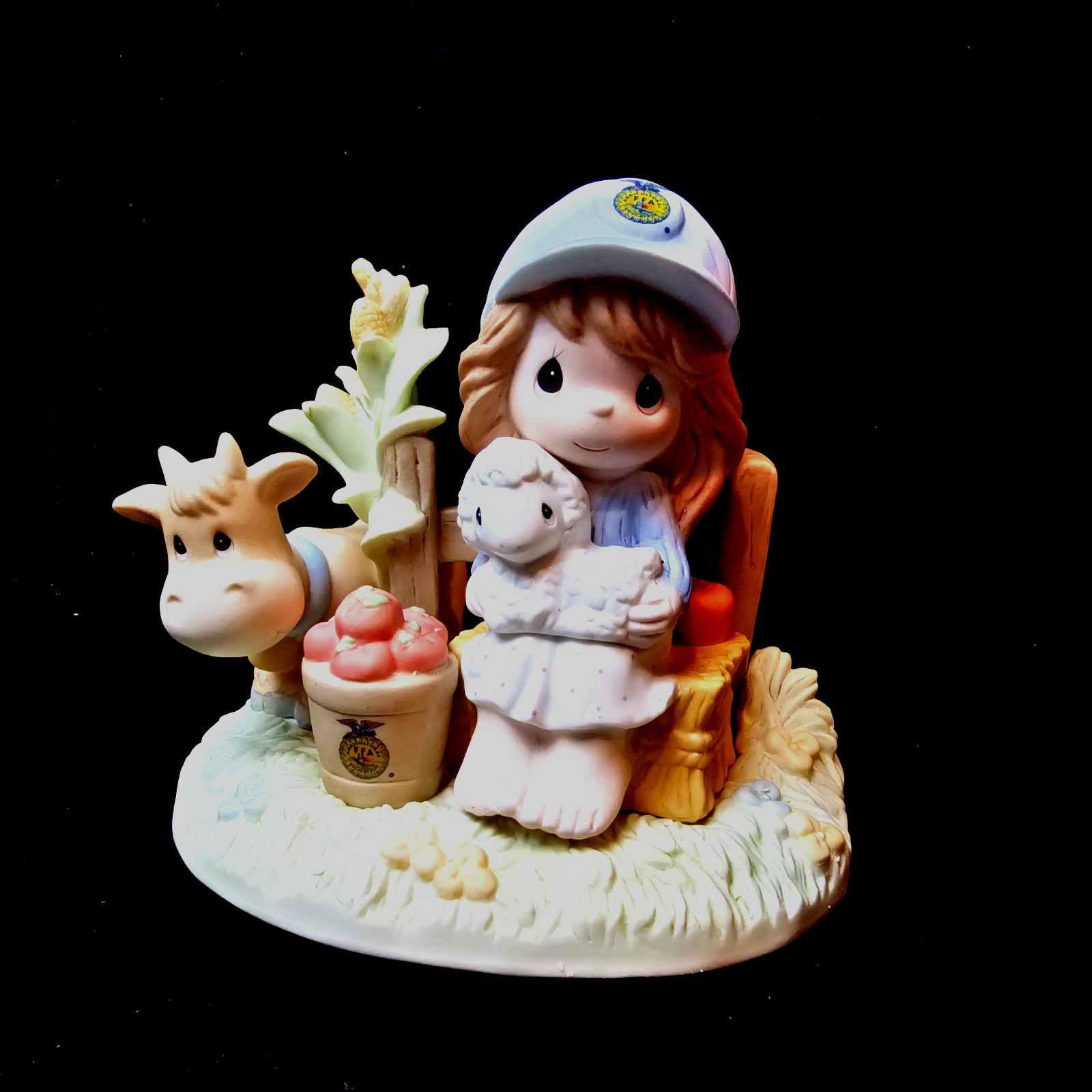 Precious Moments “I Believe” FFA 129903 Girl Cow Farm Fair Fall Pumpkin EUC