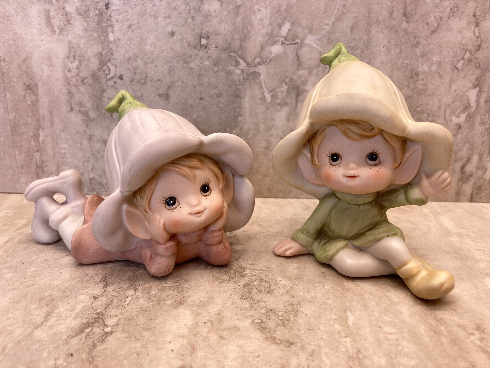Vintage Homco Fairy Elf Pixie Figurines Set of 2 Garden #5615