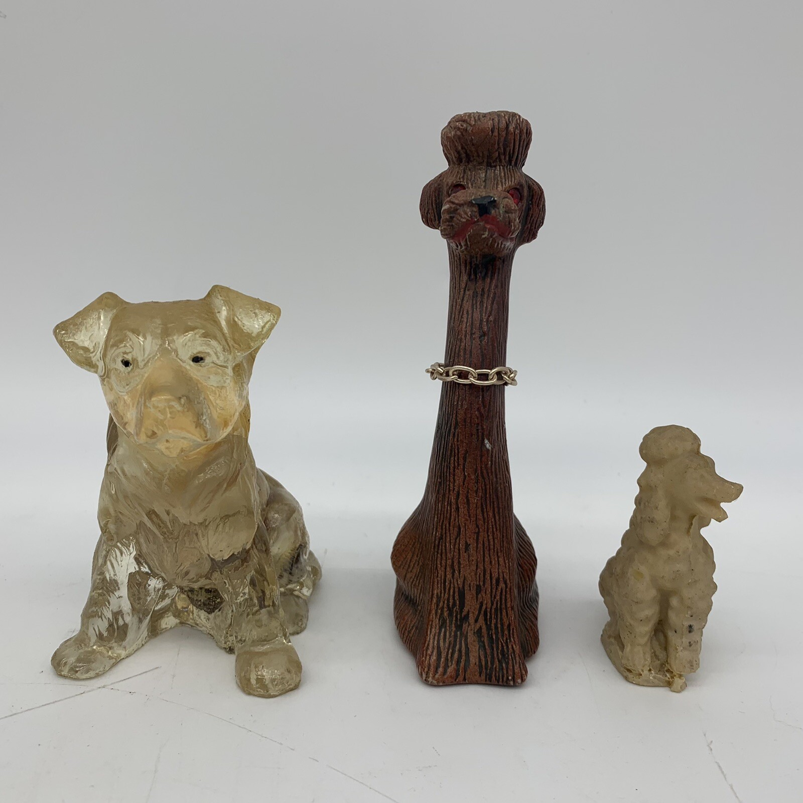 9 pc. VTG 1950s MCM Labrador & Poodle Dog Figurines – Ceramic Resin & Wood