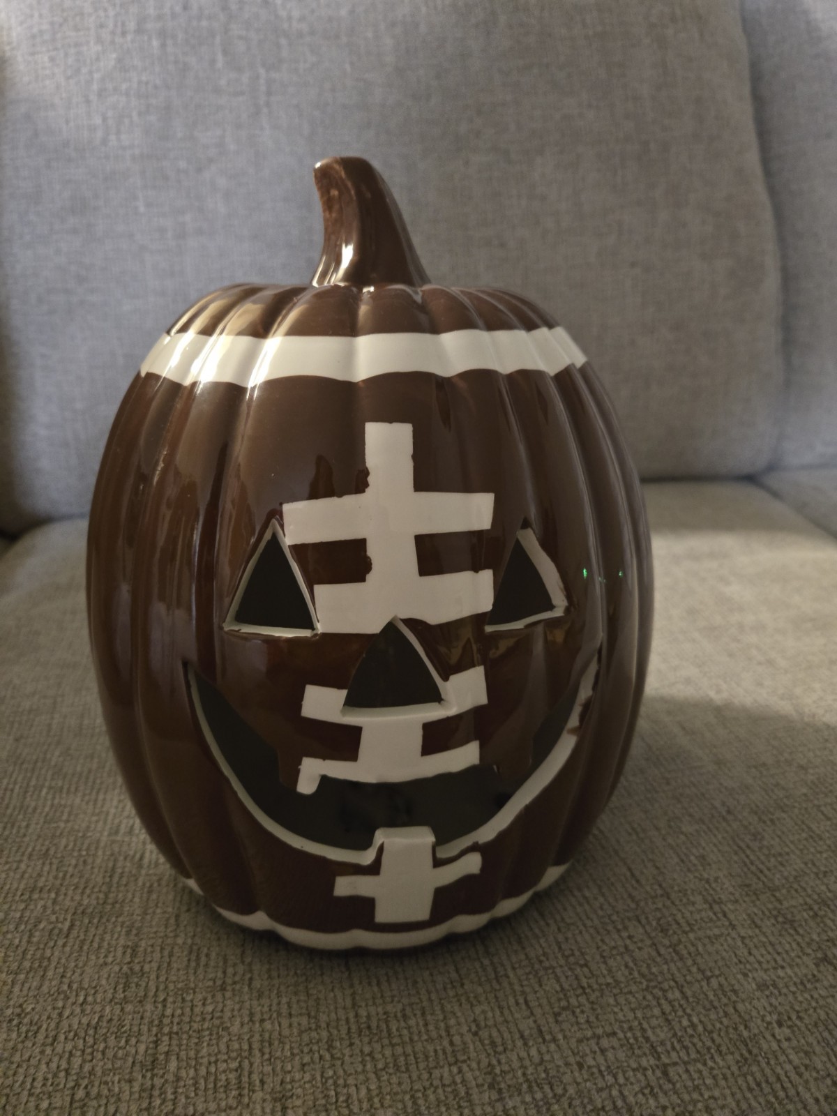 Ceramic football Light Up Pumpkin New Condition..