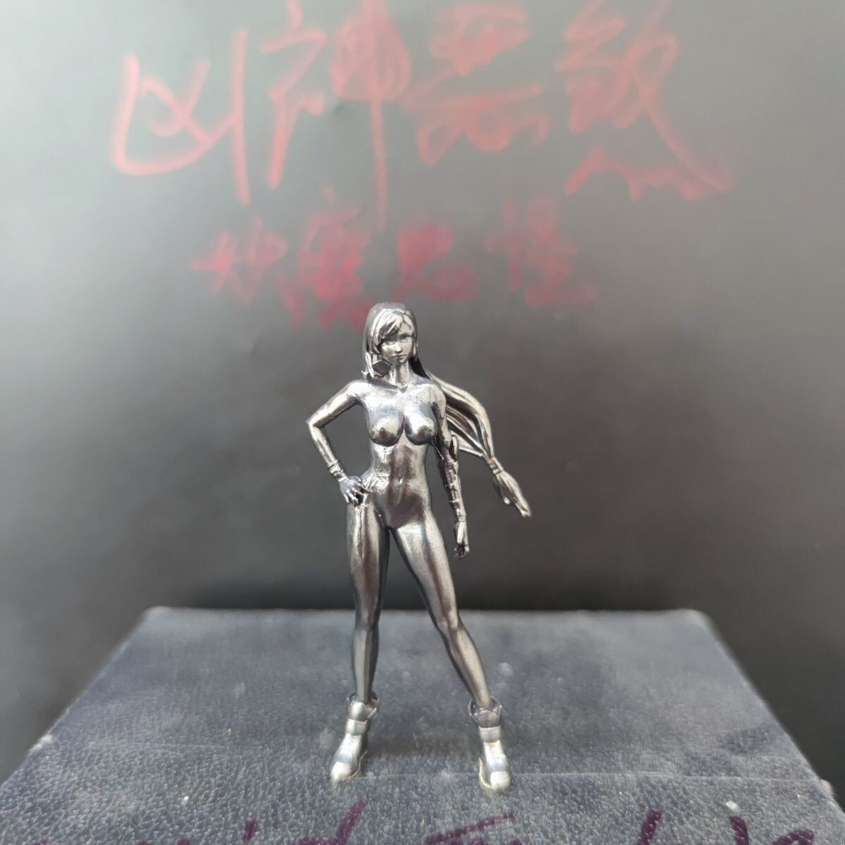 Black Pure Solid Bronze Long Hair Nude Beauty Girl Seductive Body Art Statue