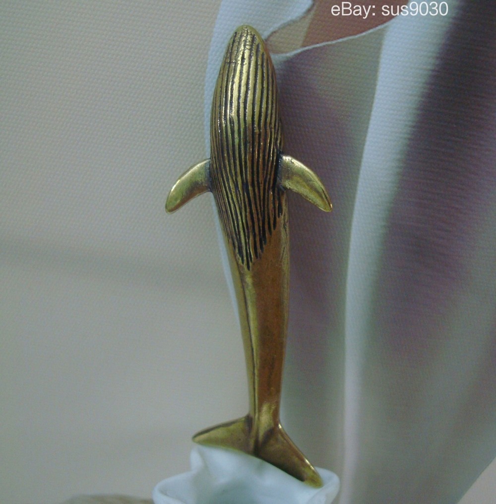 Solid Brass Sea Animal Blue Whale Statue for Home Garden Decoration