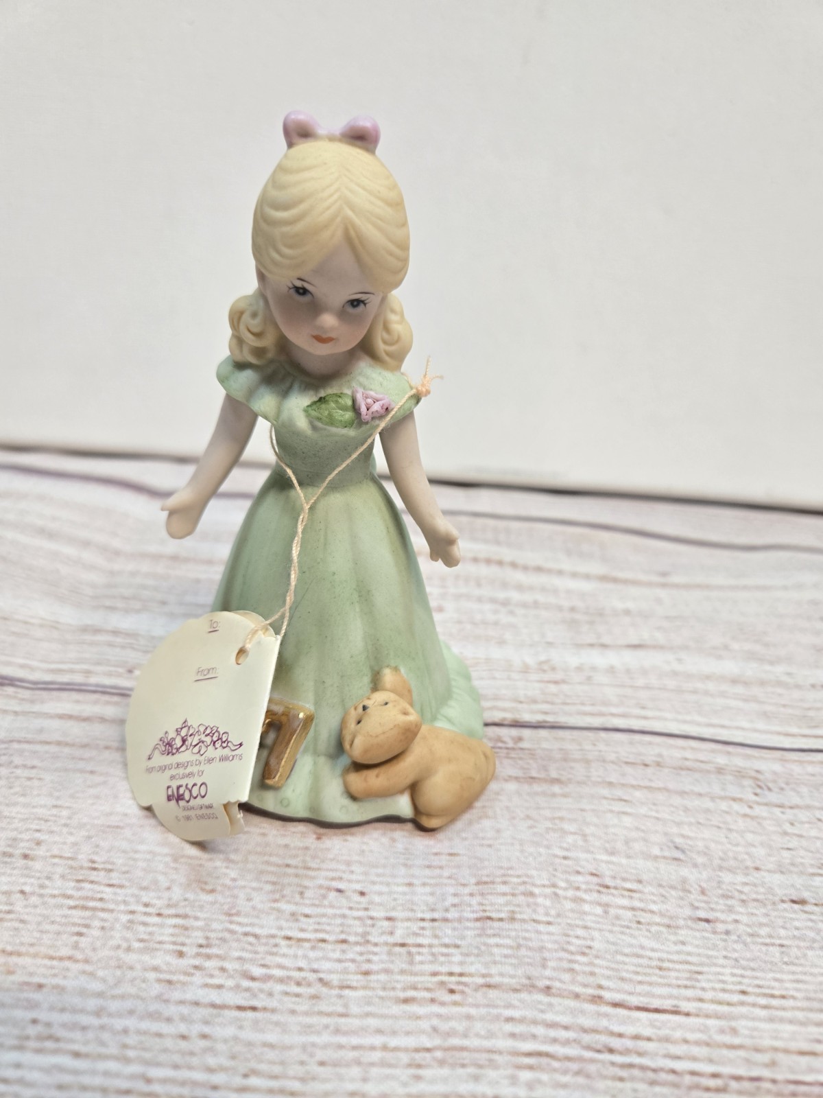 ENESCO Growing Up Birthday Girls Porcelain Figurine Age 7 Blonde Hair Tag box