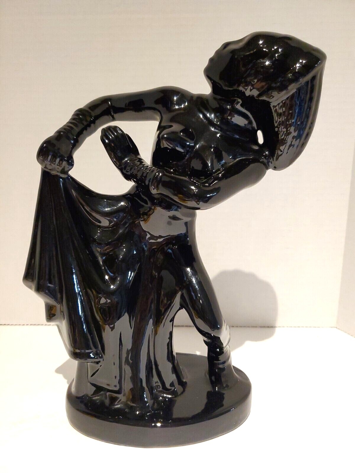 Black Glaze High Gloss Dancing Woman Figure Statue 10.5″