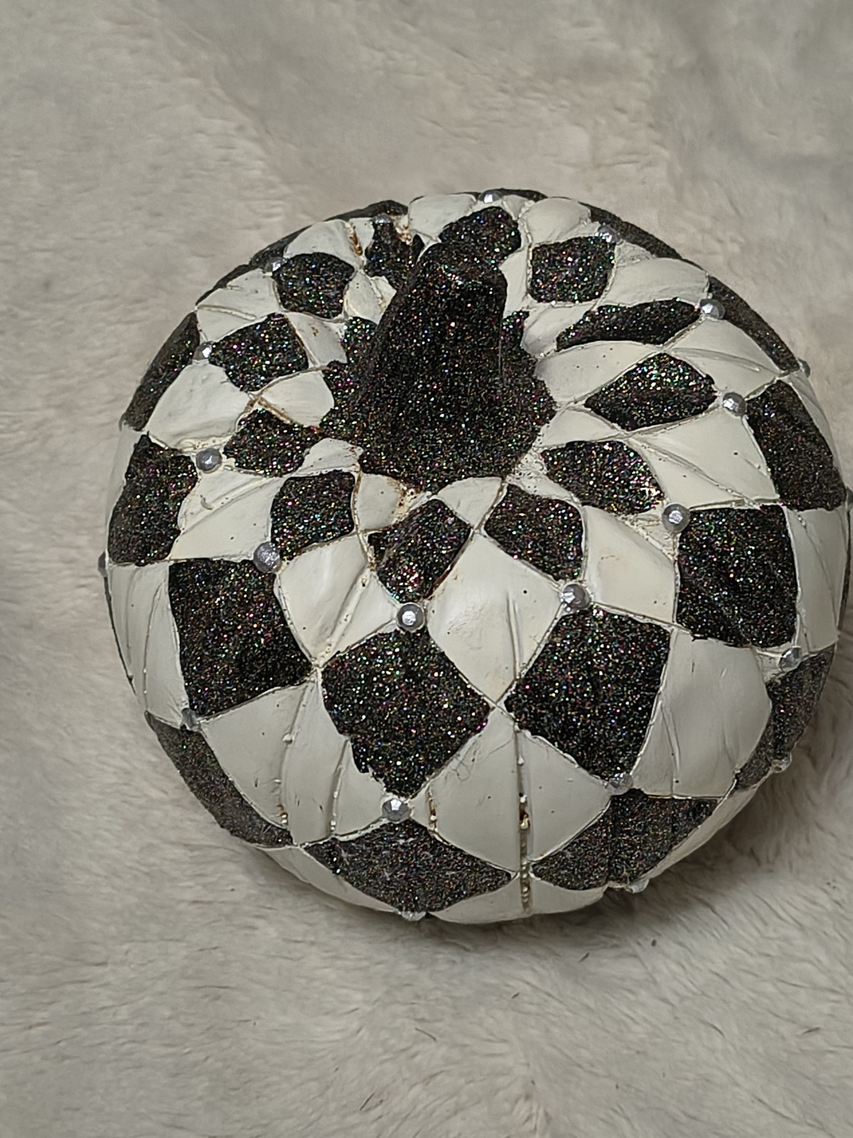 Black White Thanksgiving Pumpkin Decoration Checkered Resin Fall