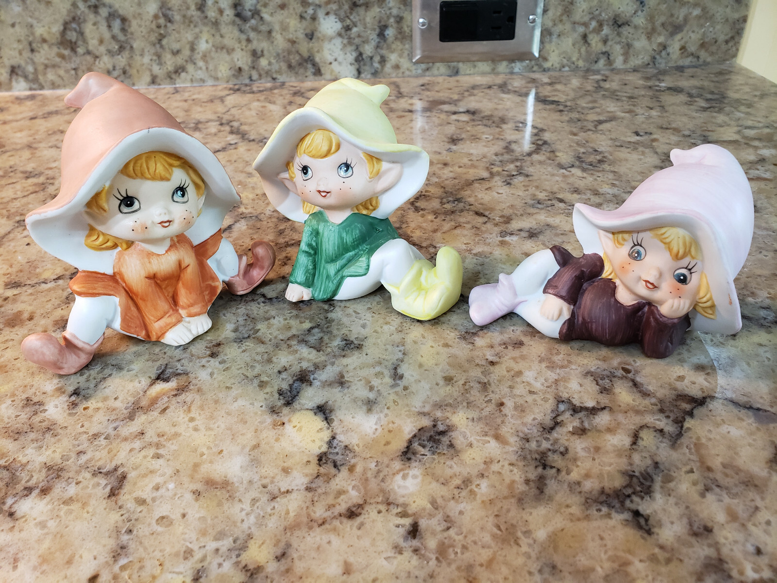 Homco Pixie Elf Elves Set of 3 Figurines Porcelain Vintage #5213