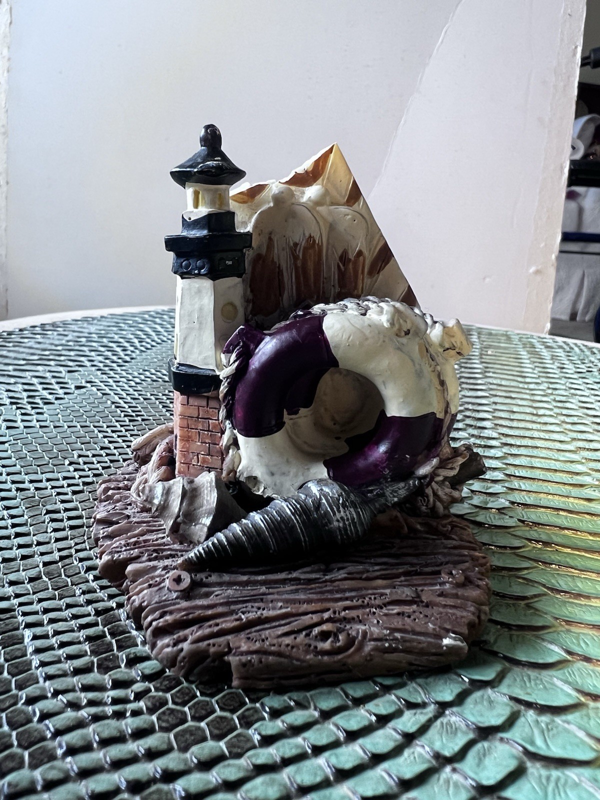 VTG K’s Collection Resin Nautical Theme Dock Lighthouse Seashells Life Preserver