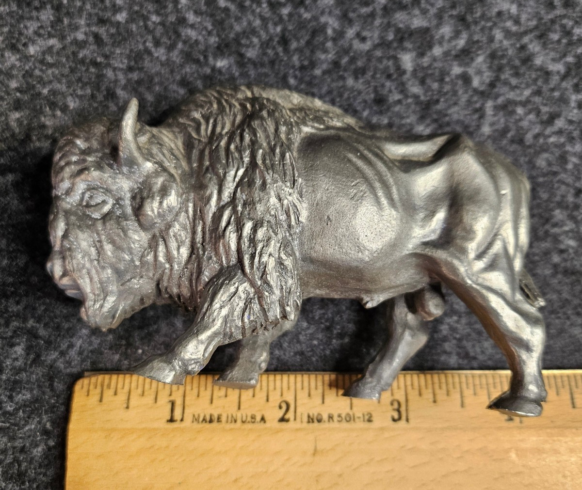 Vintage Cast Metal Bison/Buffalo Figure Statue 4″ x 2 3/8″ Decor Art