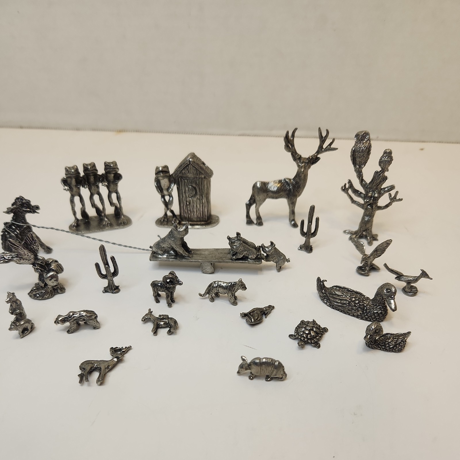Lot of 22 Unique Miniature Metal Animal Theme Figures Statues. Pewter 1996