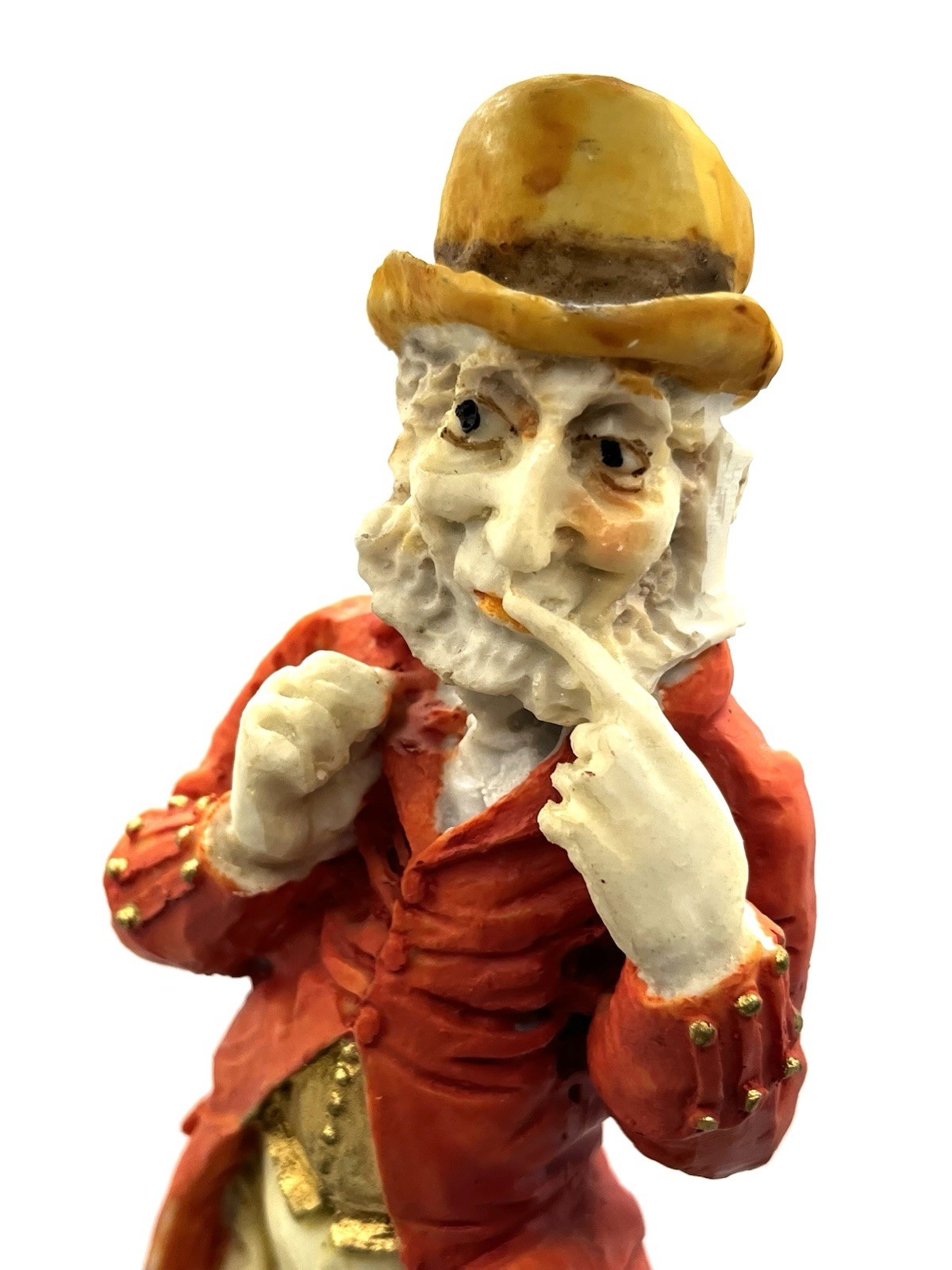 Vintage Gentleman Golfer Figurine 10.5” Red Coat Statue on Wood Base | Excellent