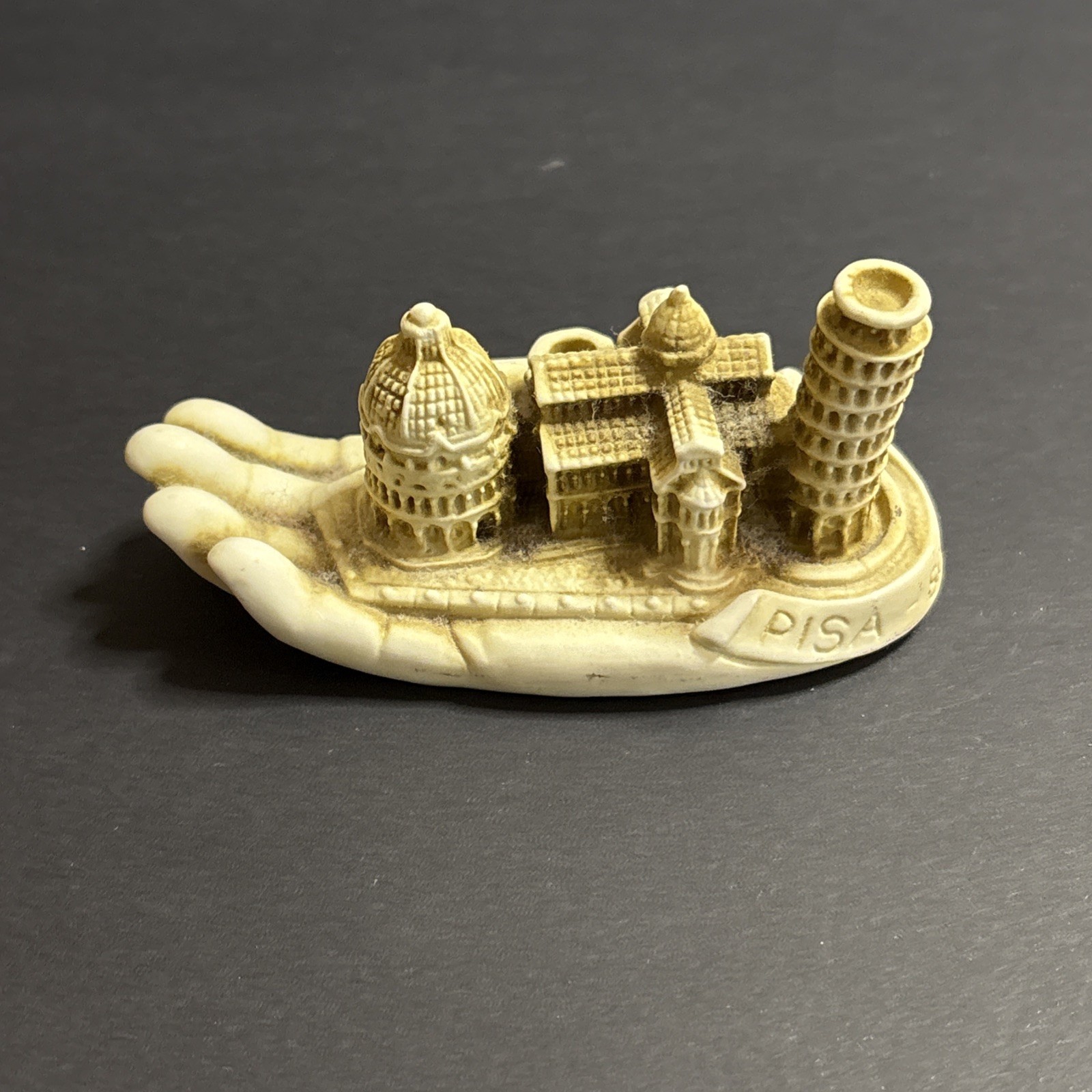 Hand Shaped Pisa Souvenir City Sculpture 4”x2”x2” Leaning Tower, Pen Holder