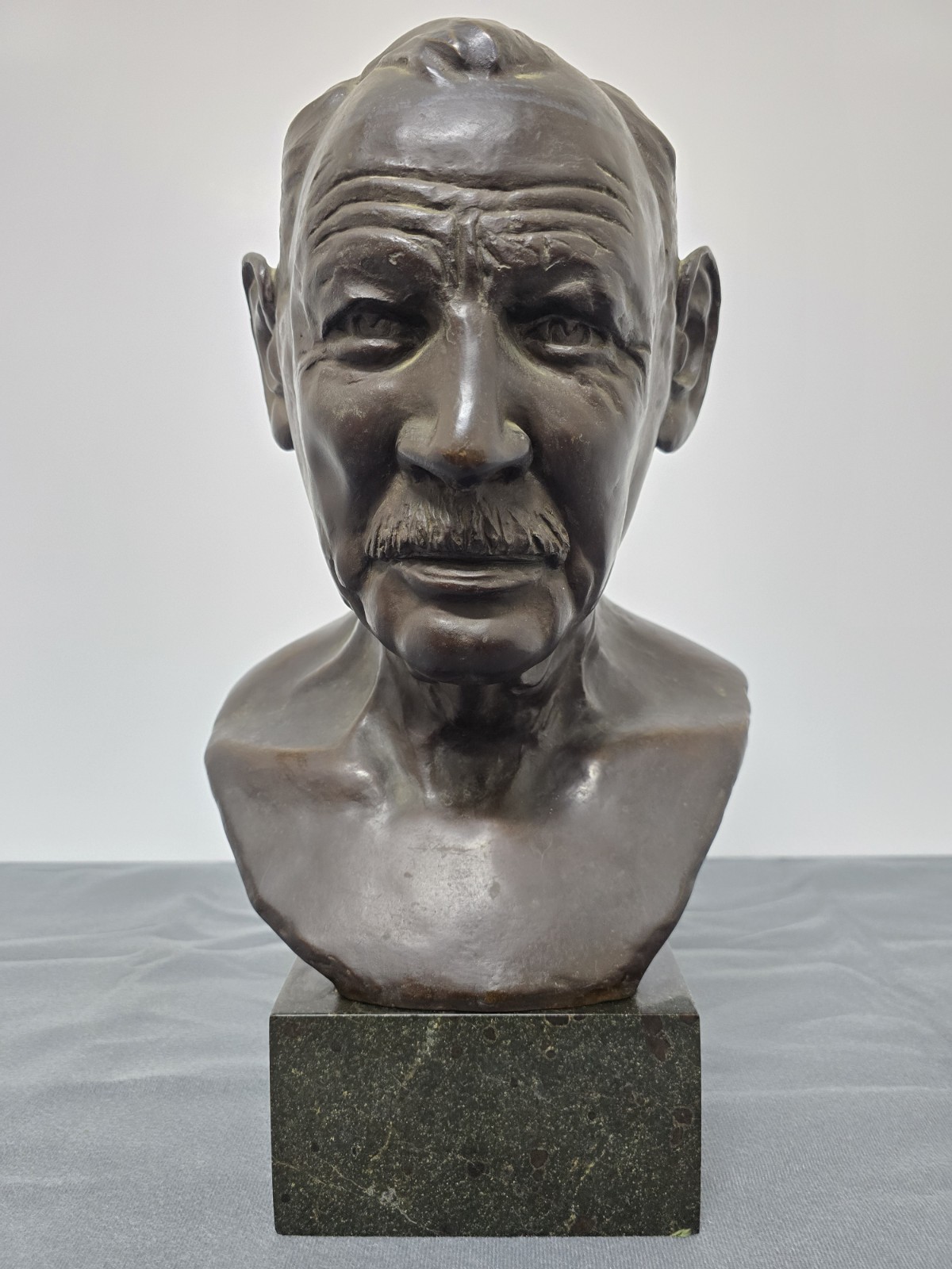 ​Significant 24lb Albert Schweitzer Bronze Bust Munich Foundry Mystery Monograms