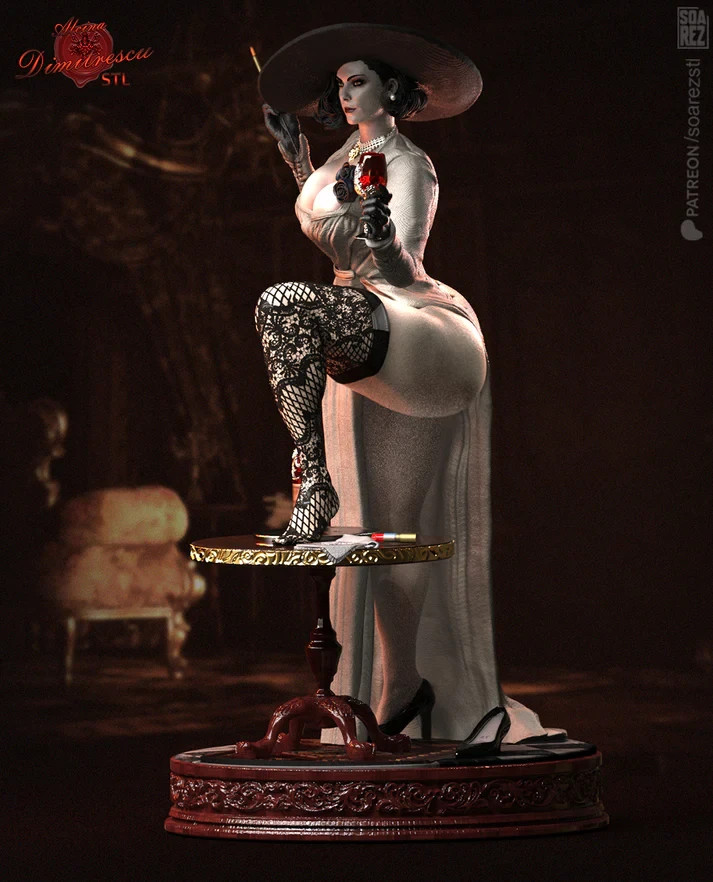 Lady Dimitrescu Figurine Resident Evil Hand Painted Model / DIY Kit 16pcs