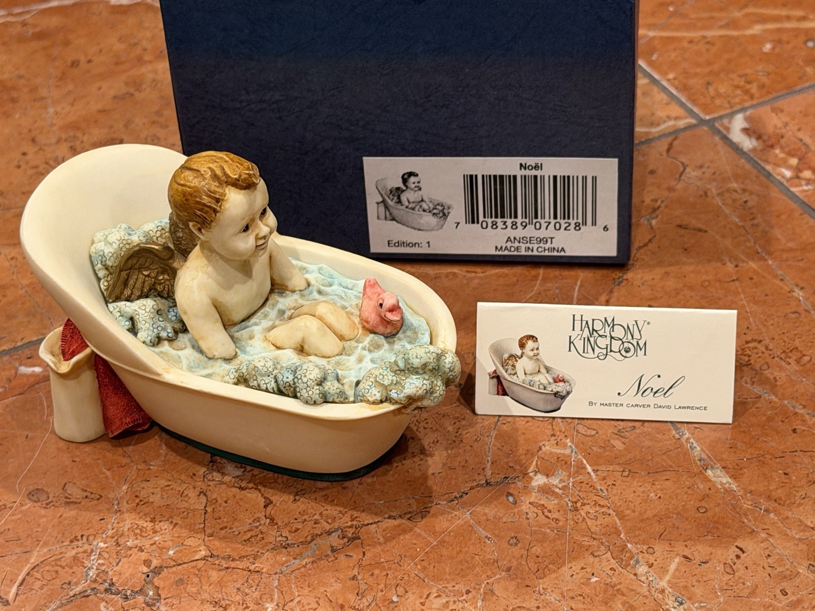 HARMONY KINGDOM NOEL BOY IN BATH VERSION 1 W/ MOUSE ANSE99T NEW NIB