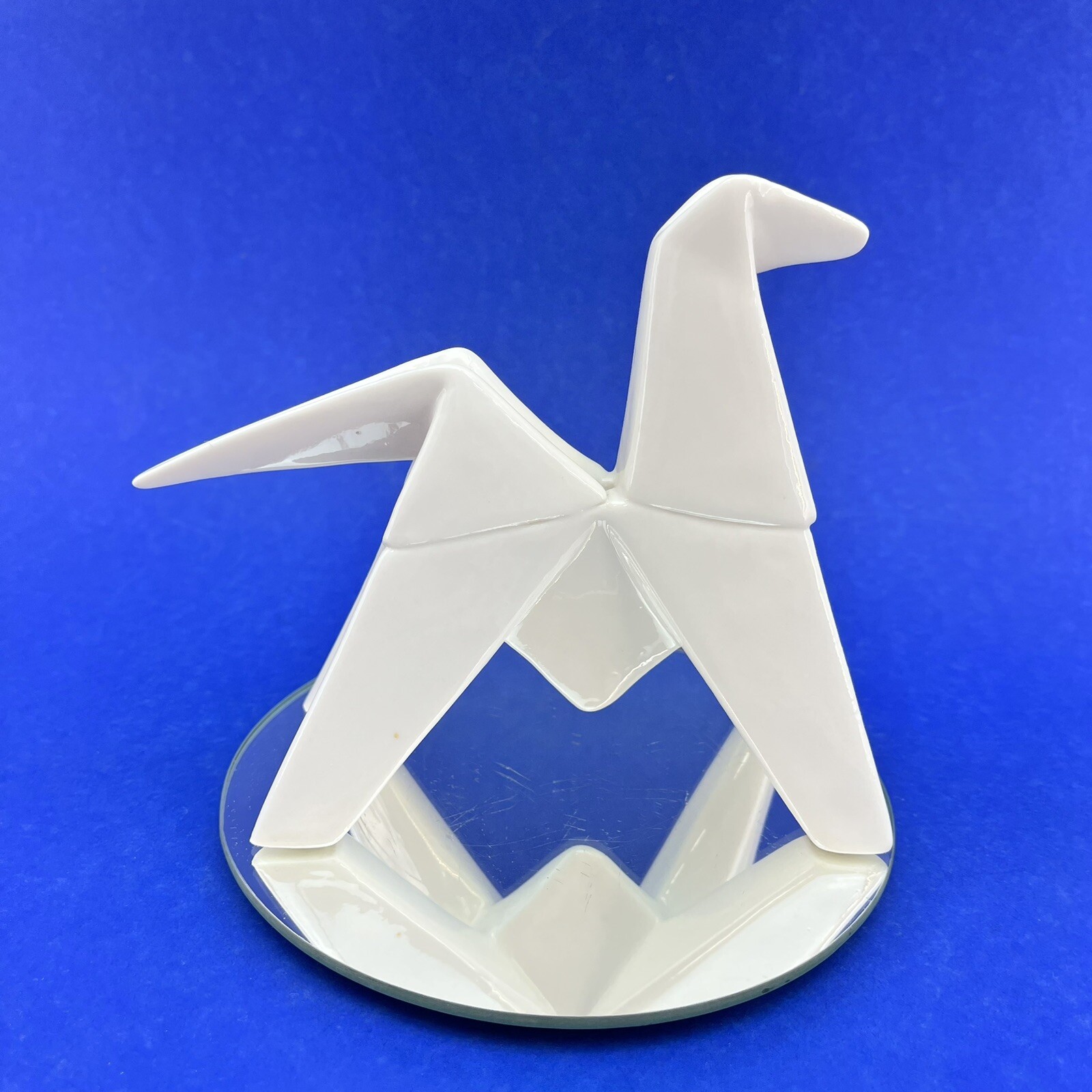 Origami Cubist White Porcelain Horse Figurine MCM Danish Modern Styling