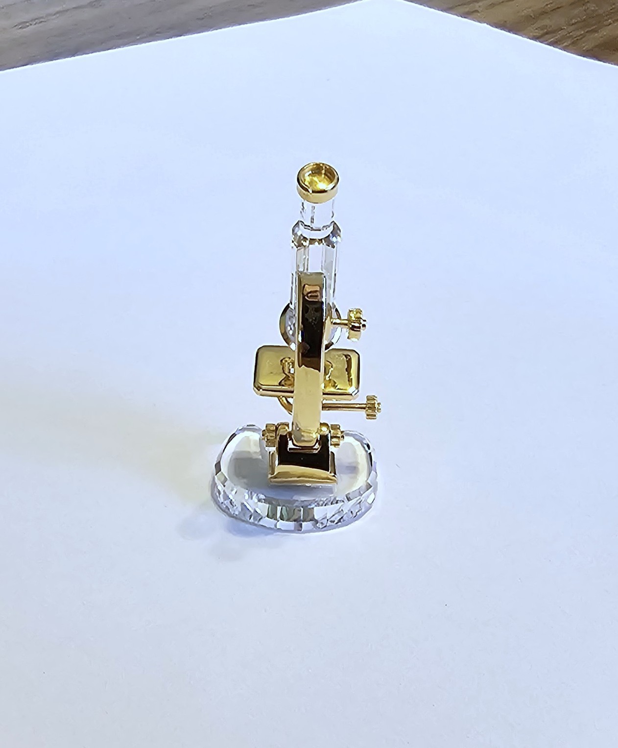 🔬 Swarovski Crystal MINI 2001 Times Past, Gold Plated, Microscope Figurine, NIB