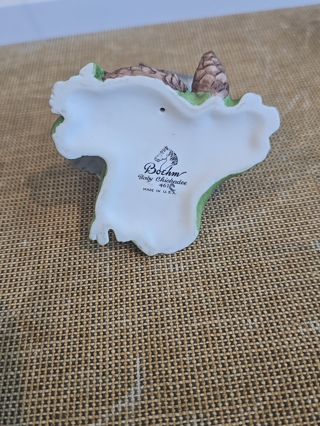 Vintage Boehm Baby Chickadee Bird Figurine Made In USA #461 Pinecones