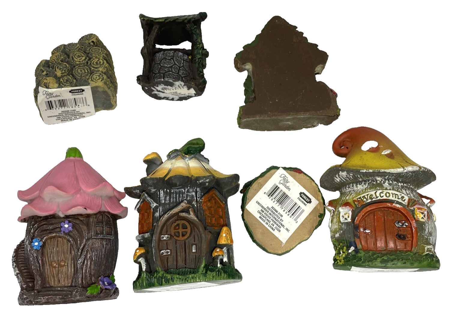 7 pcs Fairy Garden Forest Gnome Pixie Elf Mushroom Flora Village Sculptures