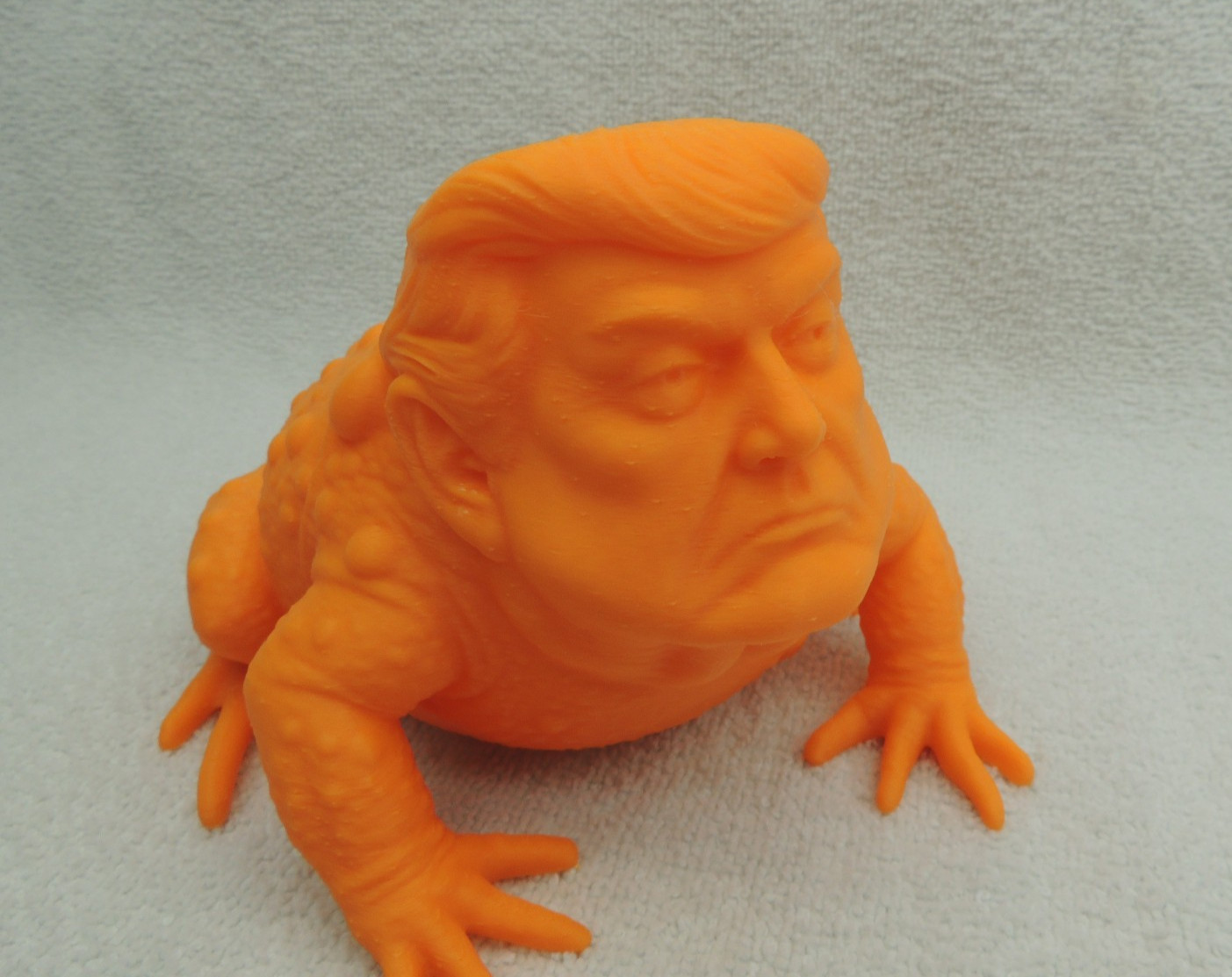 Large Trump Toad Figure 3D Printed Orange PLA Nice Detail Troad