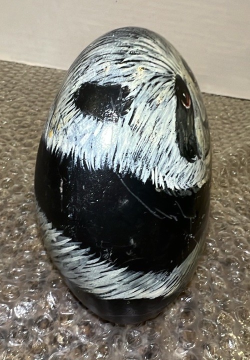 Vintage Panda Bear Hand Painted Rock Art Artist Signed 5.5” Door Stop 5 lbs +