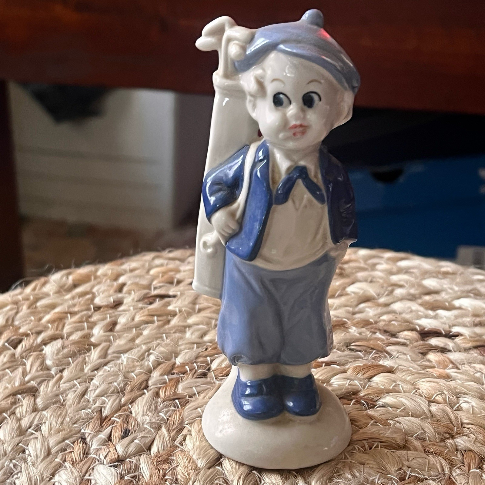 Vintage Apel Bavaria Boy Golfer Figurine Smoking West Germany Porcelain #1057 5”