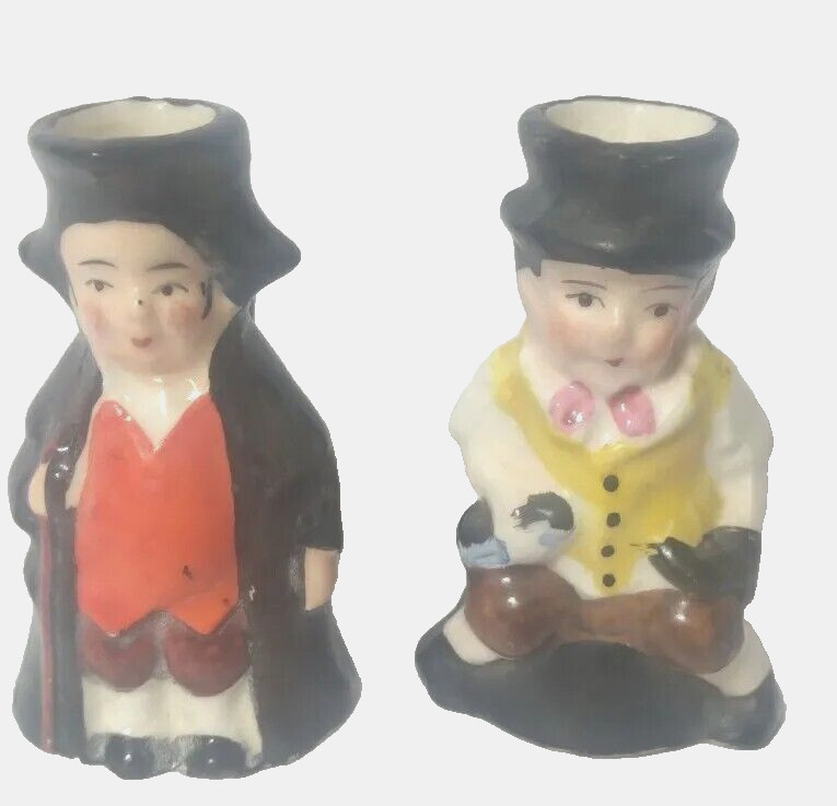 2 Miniature Toby Mugs Figural Cups 1.75 inch Tall for Display Or Dollhouse