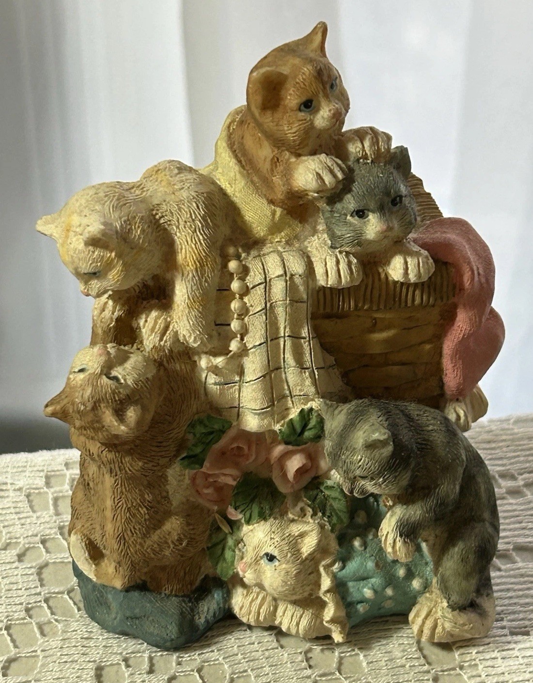 Cat Kittens “MY FAVORITE THINGS” Knick Knack By San Francisco Music Box Co