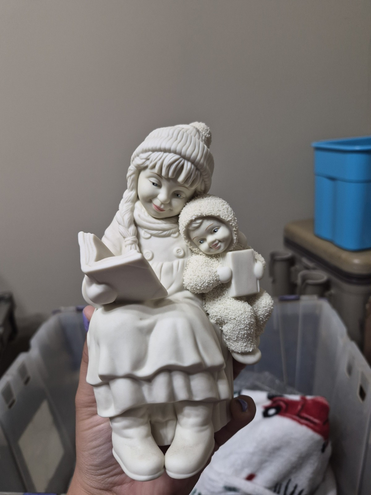 White Ceramic Mother & Child Reading Book Figurine, Baby Theme, 2000-2009
