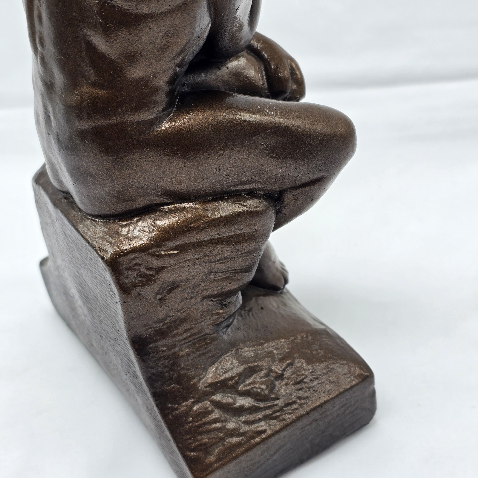 Vtg “The Thinking Man” Plaster Replica Statue Hand Painted Heavy 9″ Tall MCM