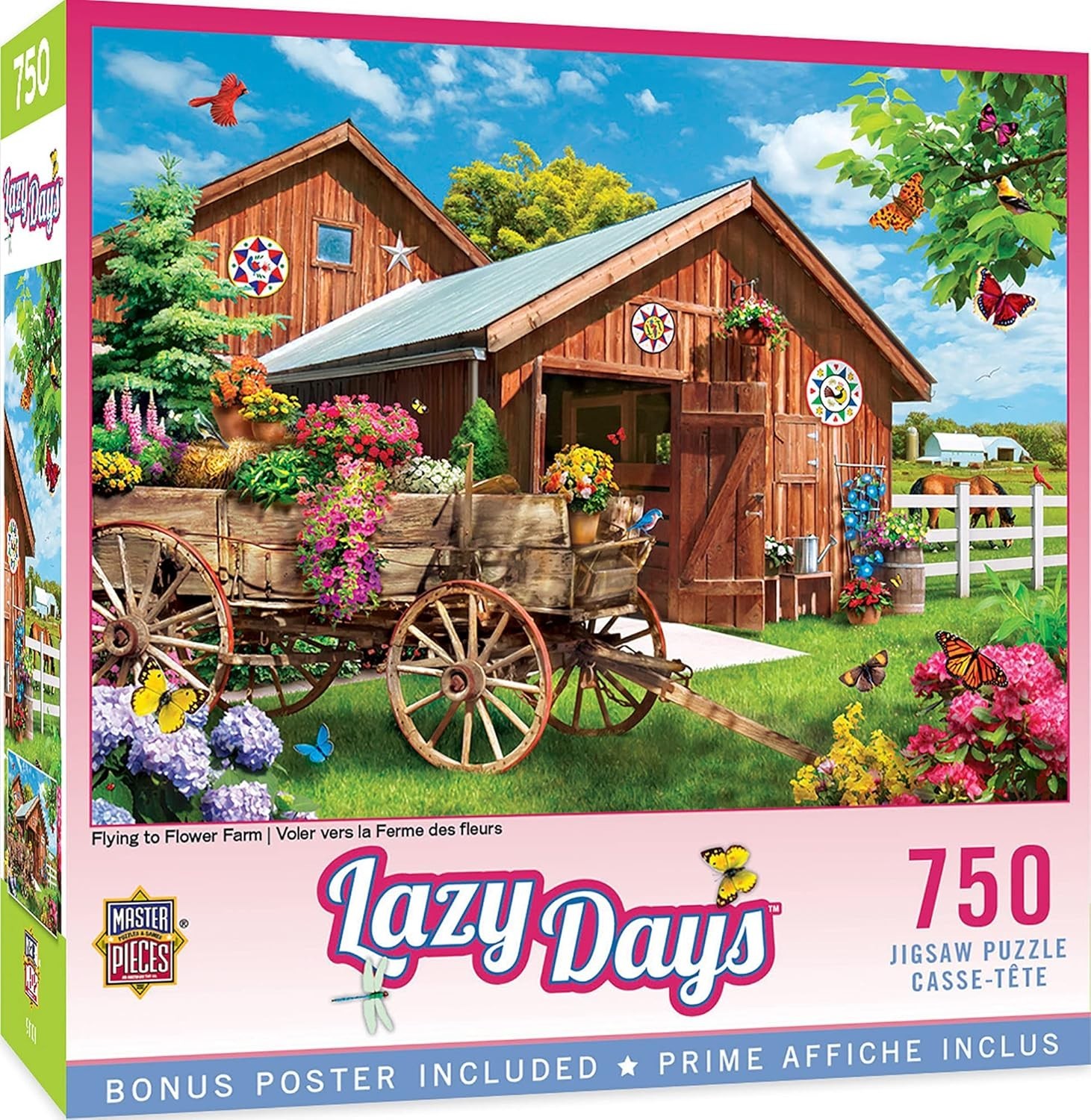Masterpieces 750 Piece Puzzle – Adults, Family, Or Kids – Flying to Flower Farm
