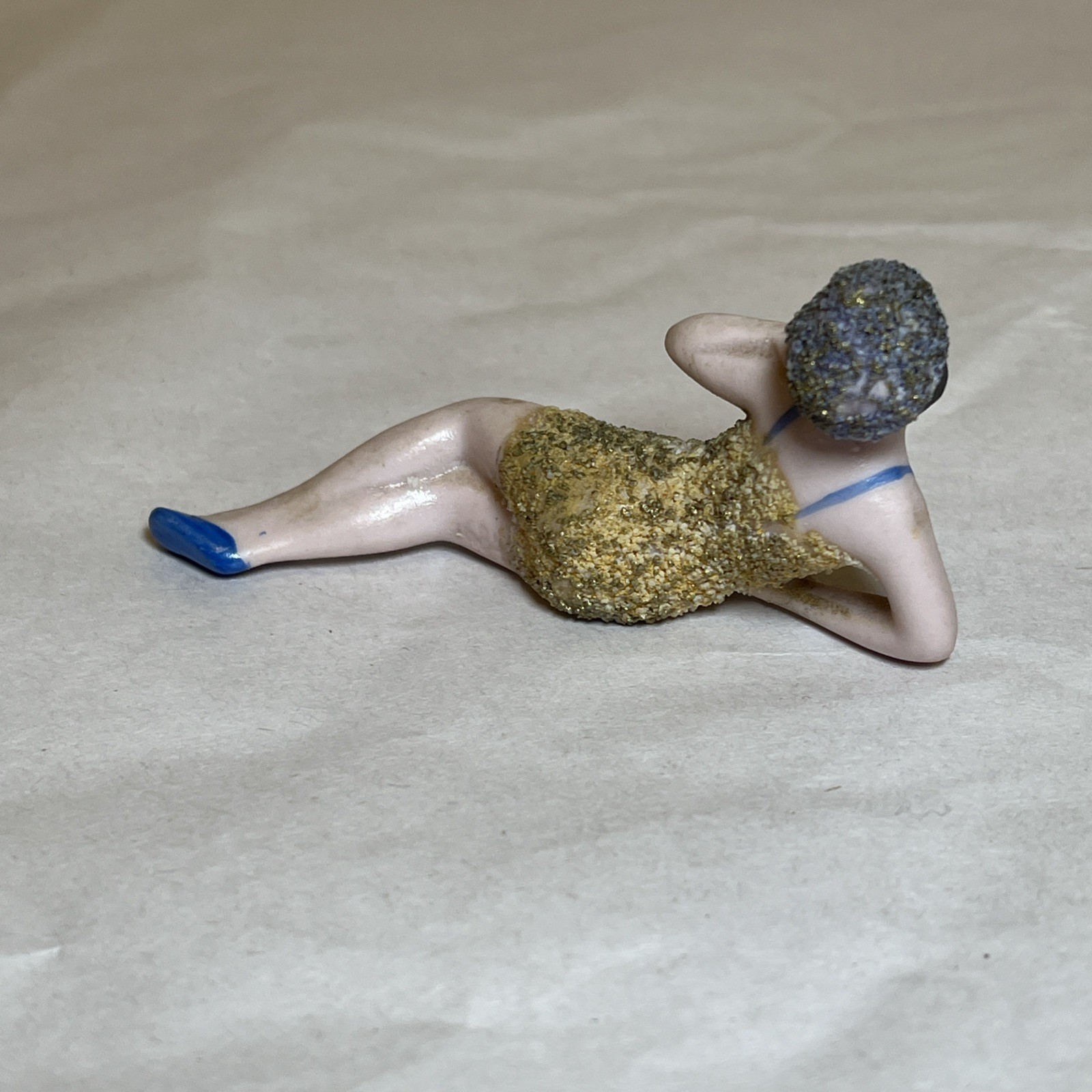 ANTIQUE ART DECO GERMAN BISQUE BATHING BEAUTY NUDE FIGURINE Vtg 5684 Textured