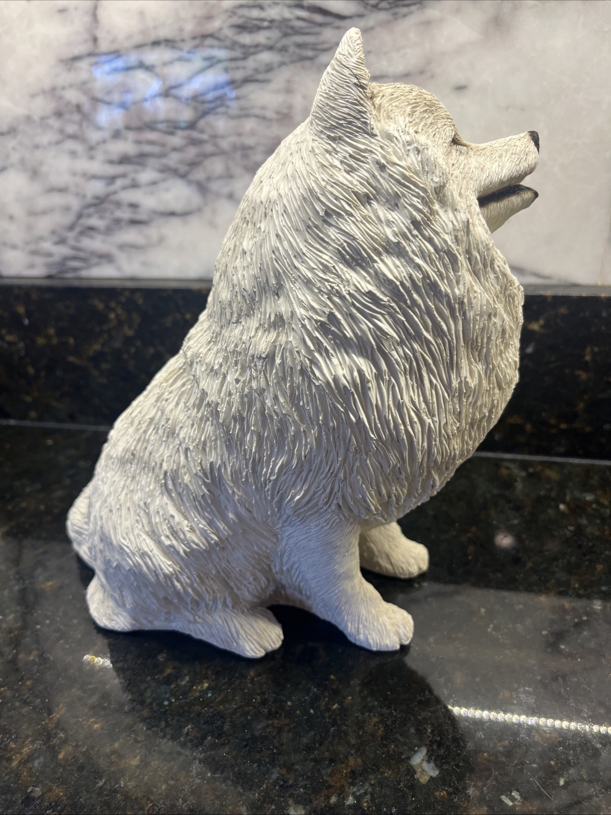 Vintage Sandicast American Eskimo Eskie Dog Sculpture Statue Out Of Prod. USA