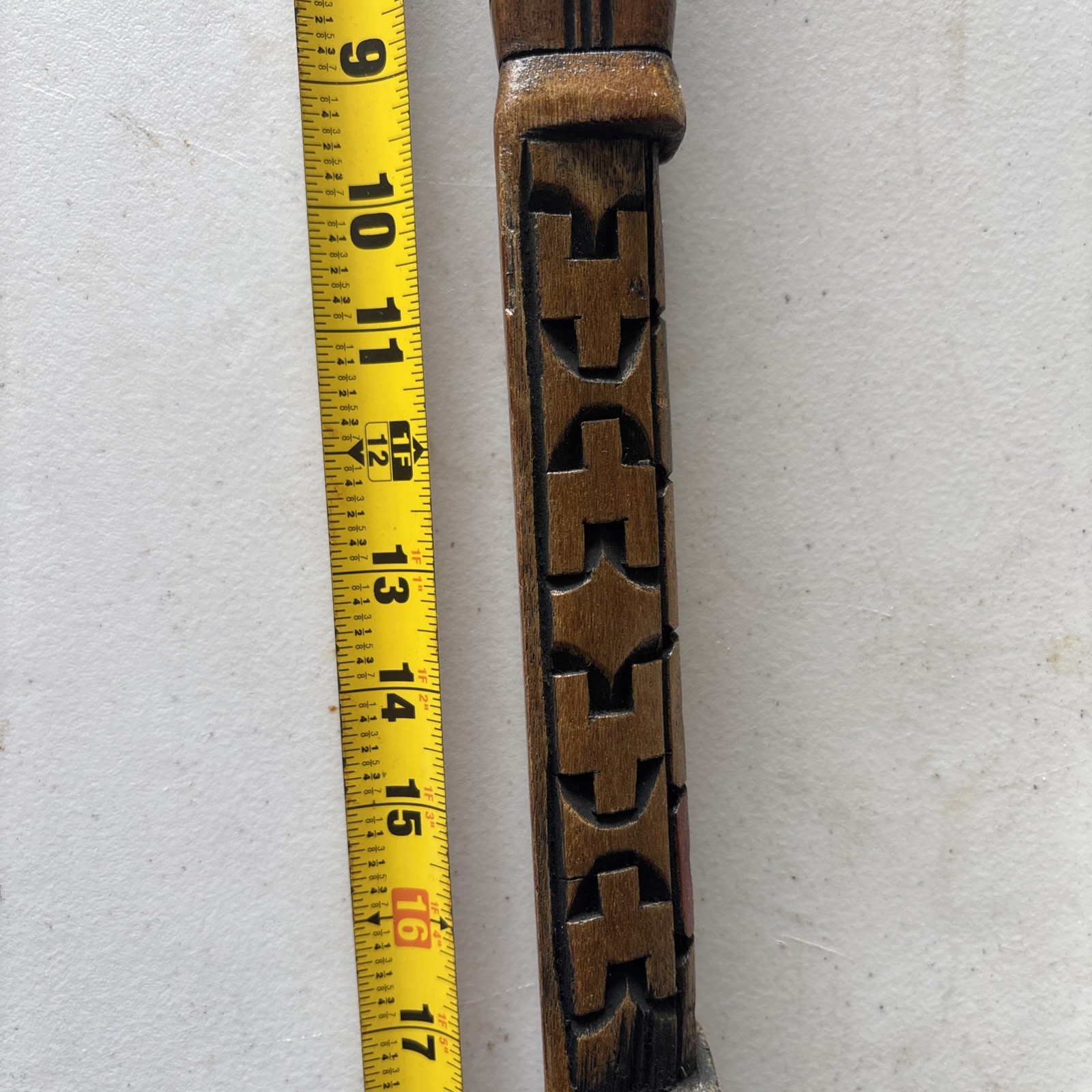 Vintage Wood Carved Tarka Block Functional Flute 20” Peru South America Astec