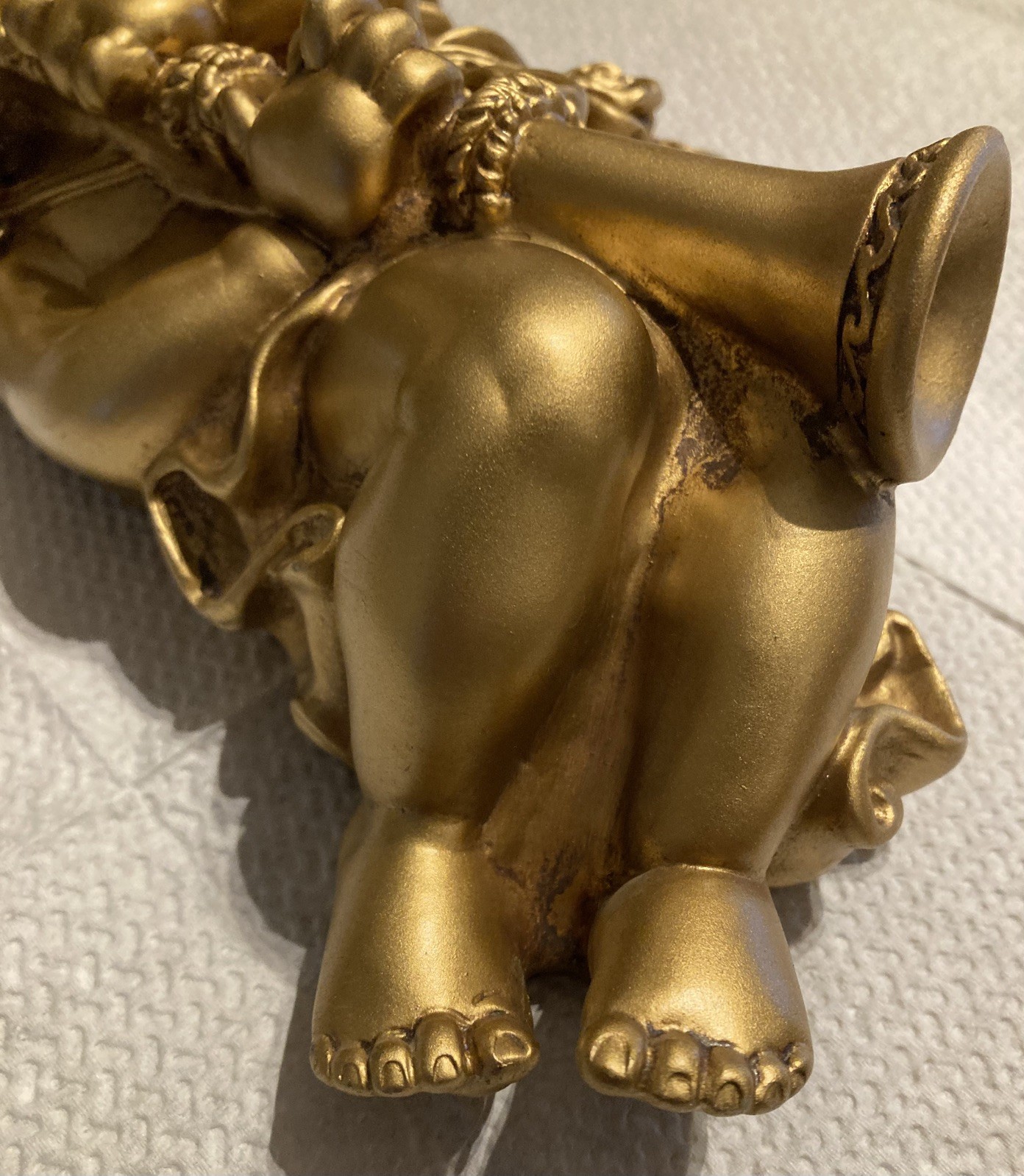 Universal Statuary 1965 Musical Gold Cherub Resin Wall Hanging Decor Set of 2