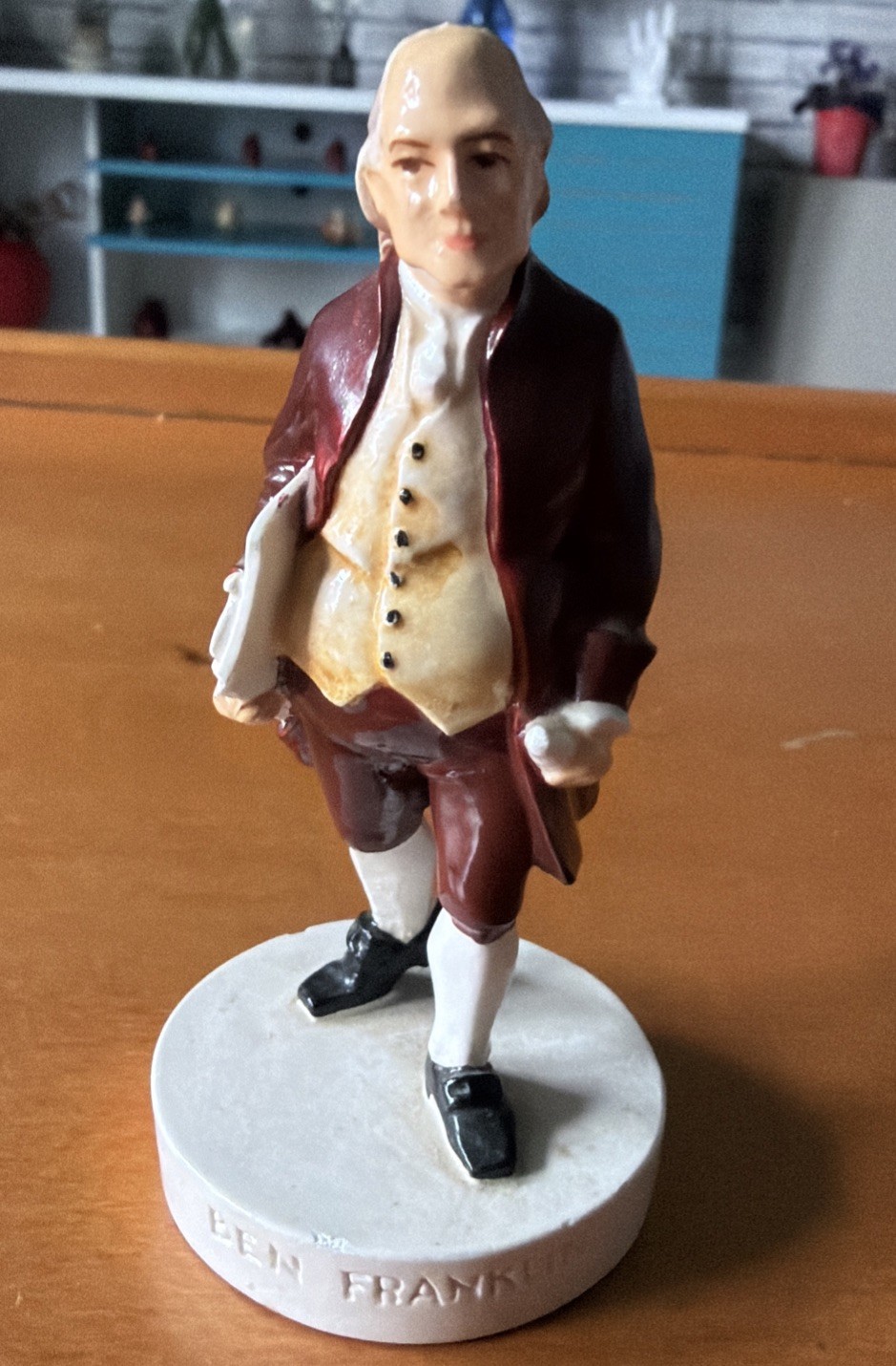 Vintage Benjamin Franklin figurine made by Sebastian Miniatures. Good condition.
