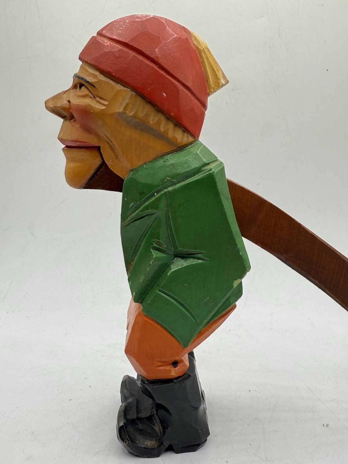 Hand Carved Rustic Red Hat Fisherman Nutcracker Nearly 9″ Figurine Nautical