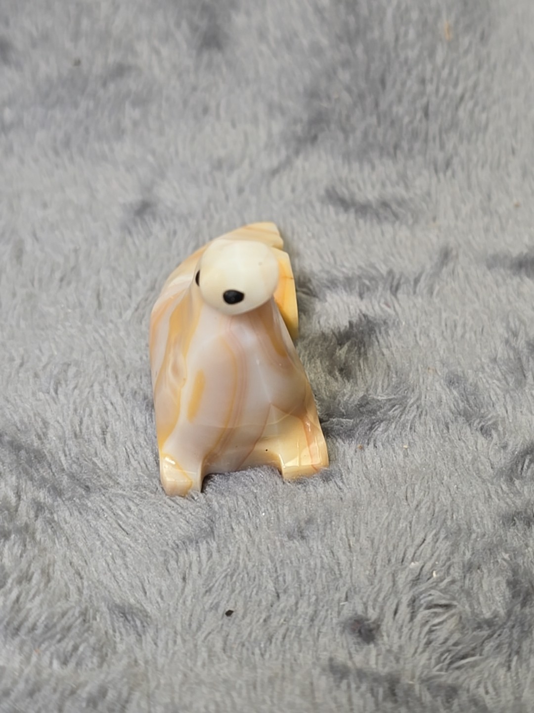 Onyx Marble Hand Carved Gray White Zebra Beige White Seal Miniature Figures