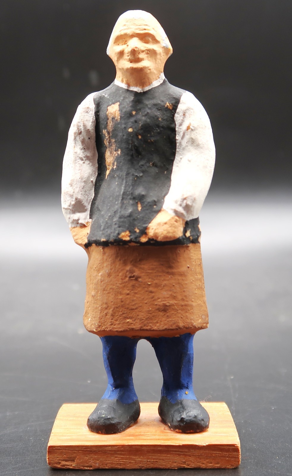 Vtg Hand-Carved & Painted Wood Male Figure Statue European Style Beautiful