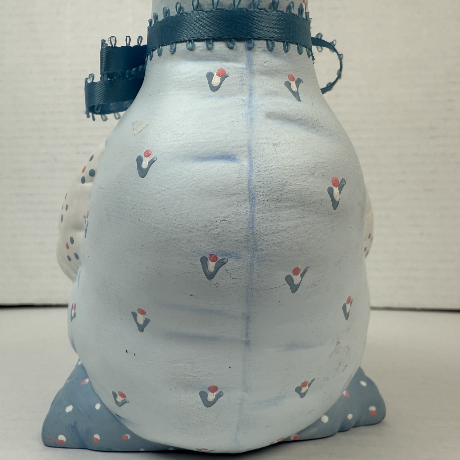 VTG Hand-Painted Chalkware Goose Folk Art Farmhouse Decor Figurine Blue White