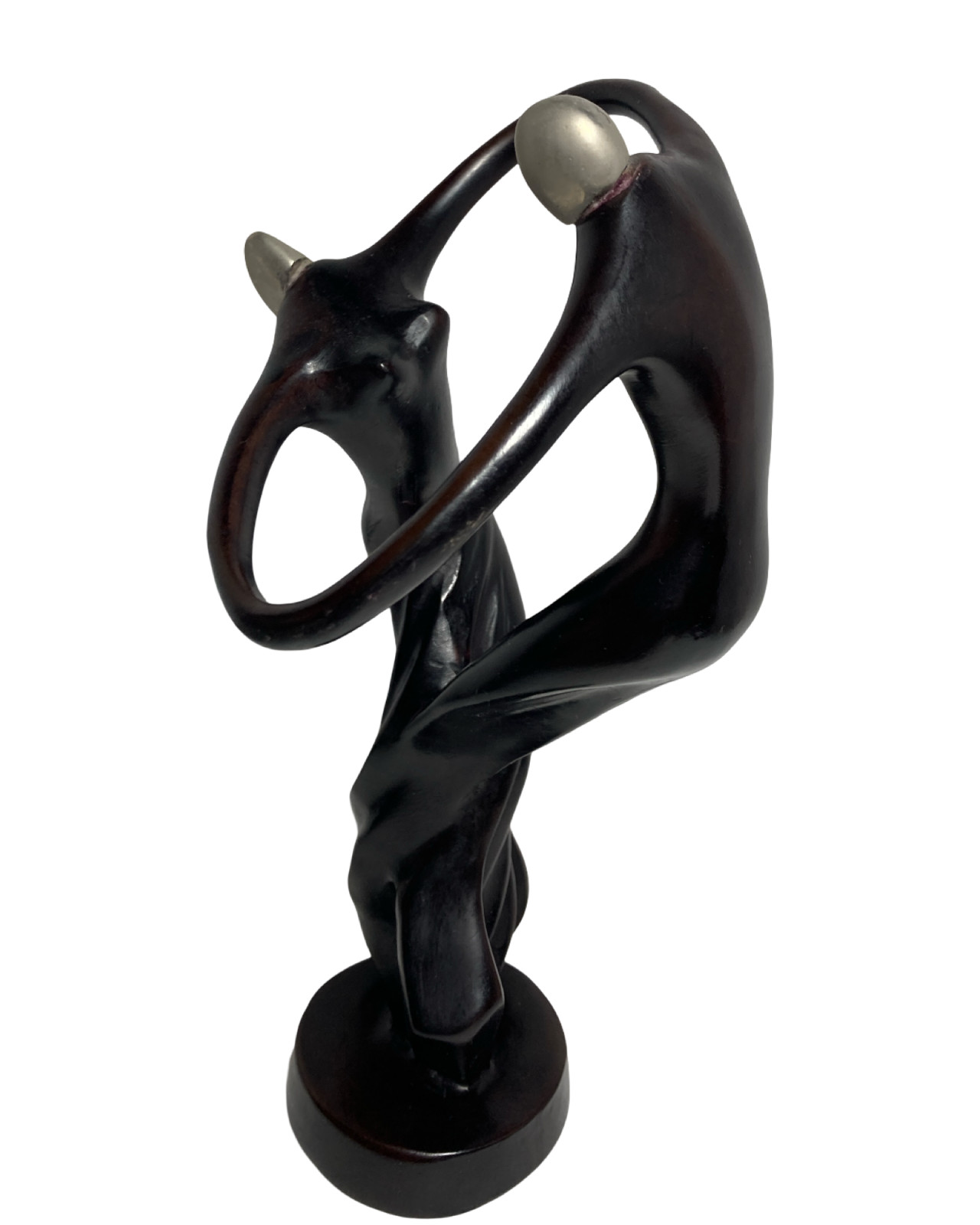 Dancing Couple Abstract Statue-figurine Black Polyresin Thailand 9″ H