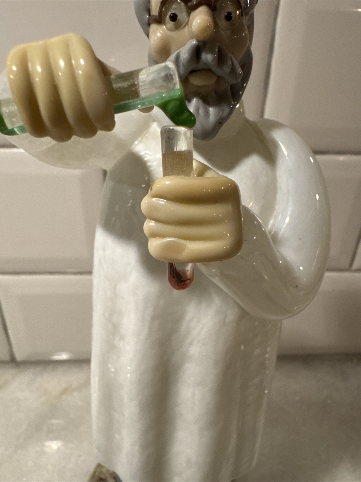 Vintage Czech Glass Figurine Doctor Test Tubes Zelezny Brod Solo Art Glass 8”