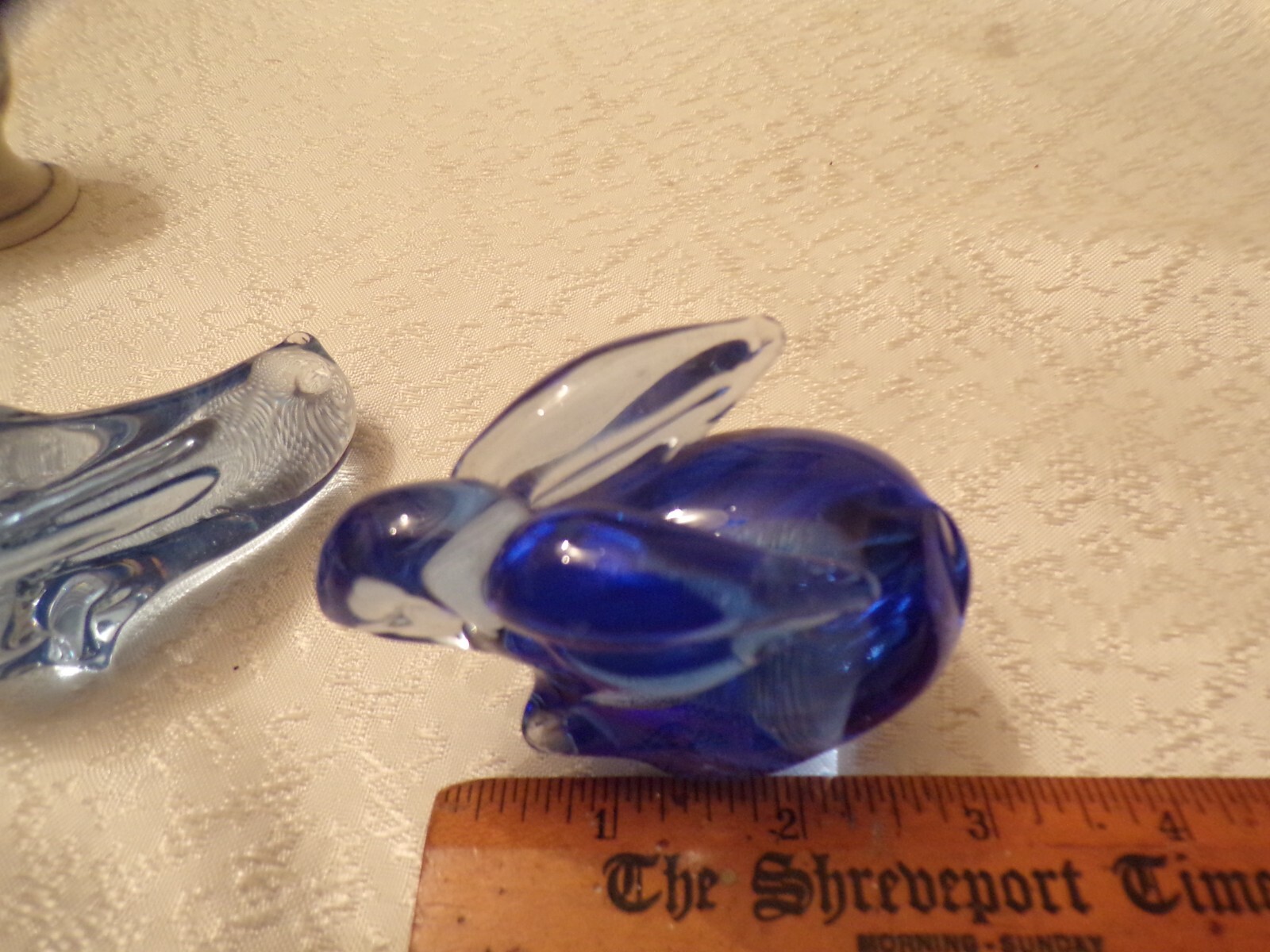 Blue Glass Bunny Figurine United States Commemorative Fine Art Gallery