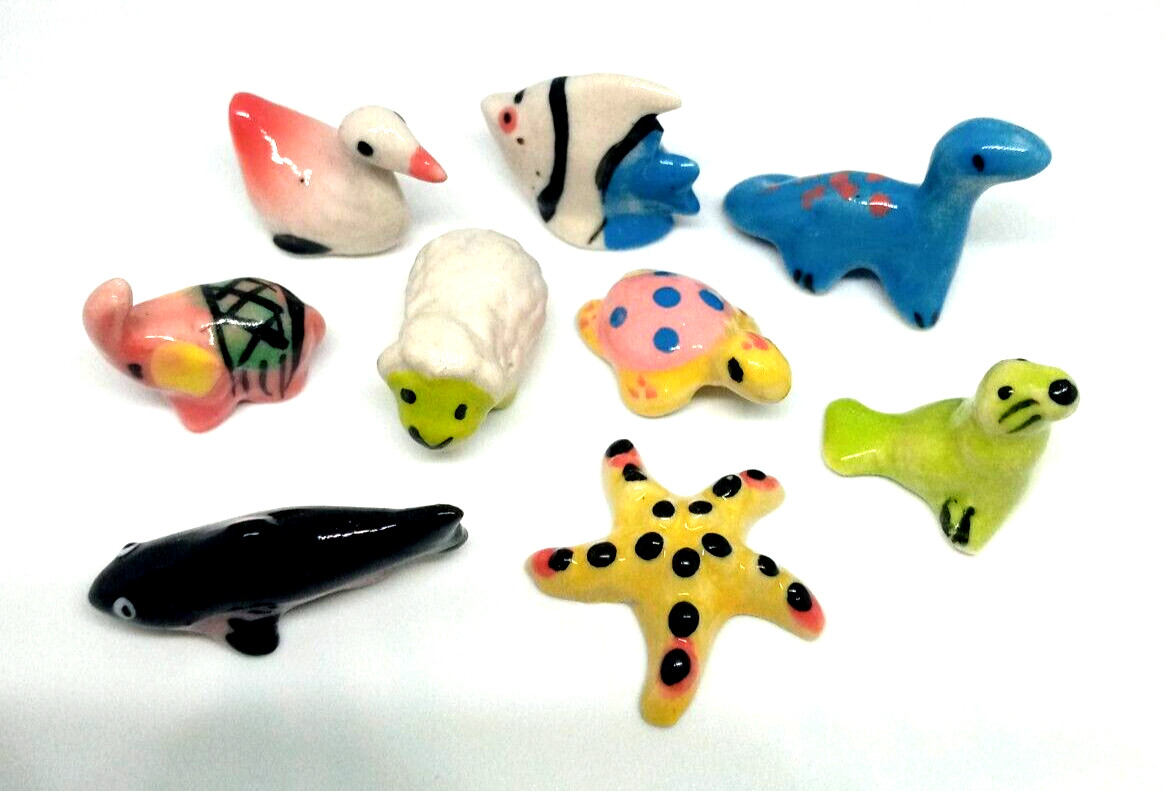 Miniature Dollhouse Ceramic Animals Hand Panted Statue Collectibles Lot 50 Pcs/F