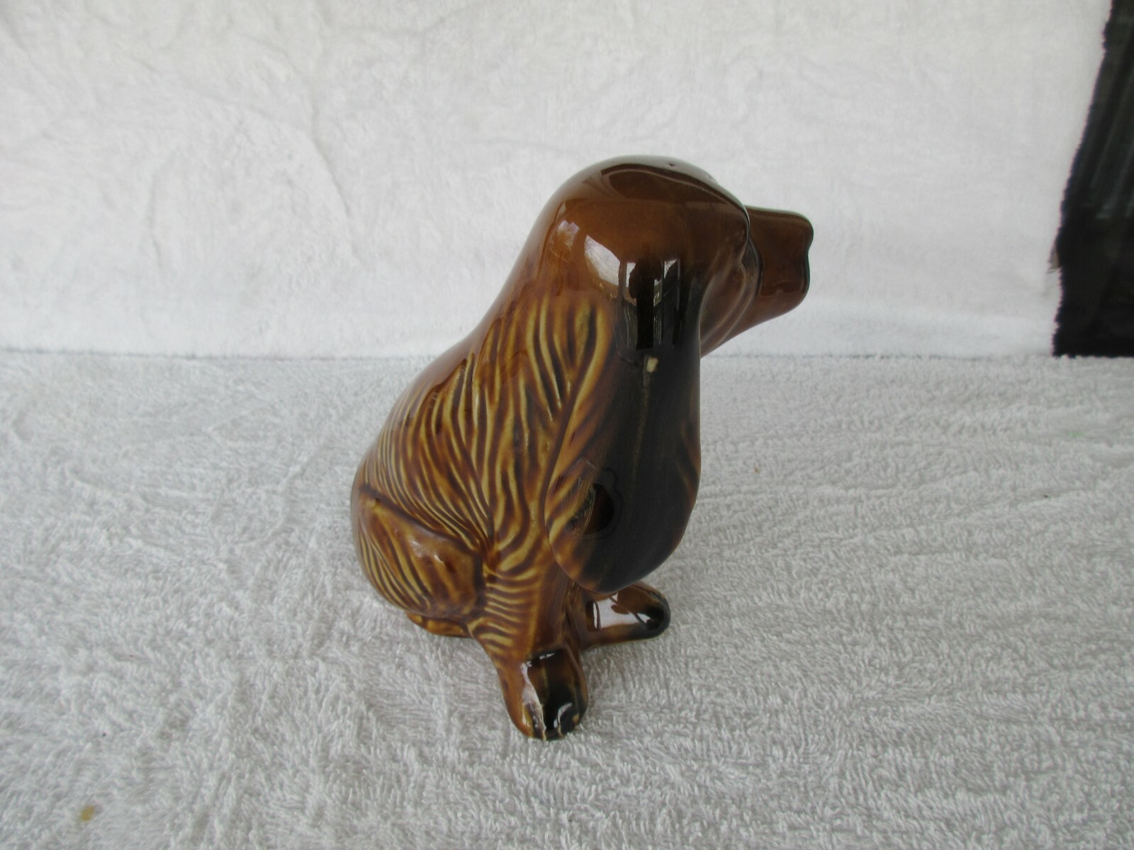 LOVELY + LARGE~[ 6.5″ TALL ] CERAMIC BROWN DOG FIGURINE~~1 POUND + 2 OUNCES!!