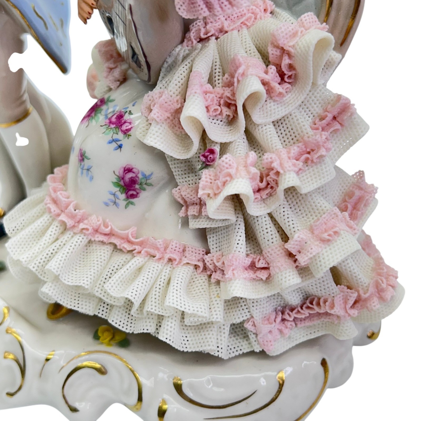 Dresden Victorian Style Porcelain Figurine Depicting Courting Couple Art Decor