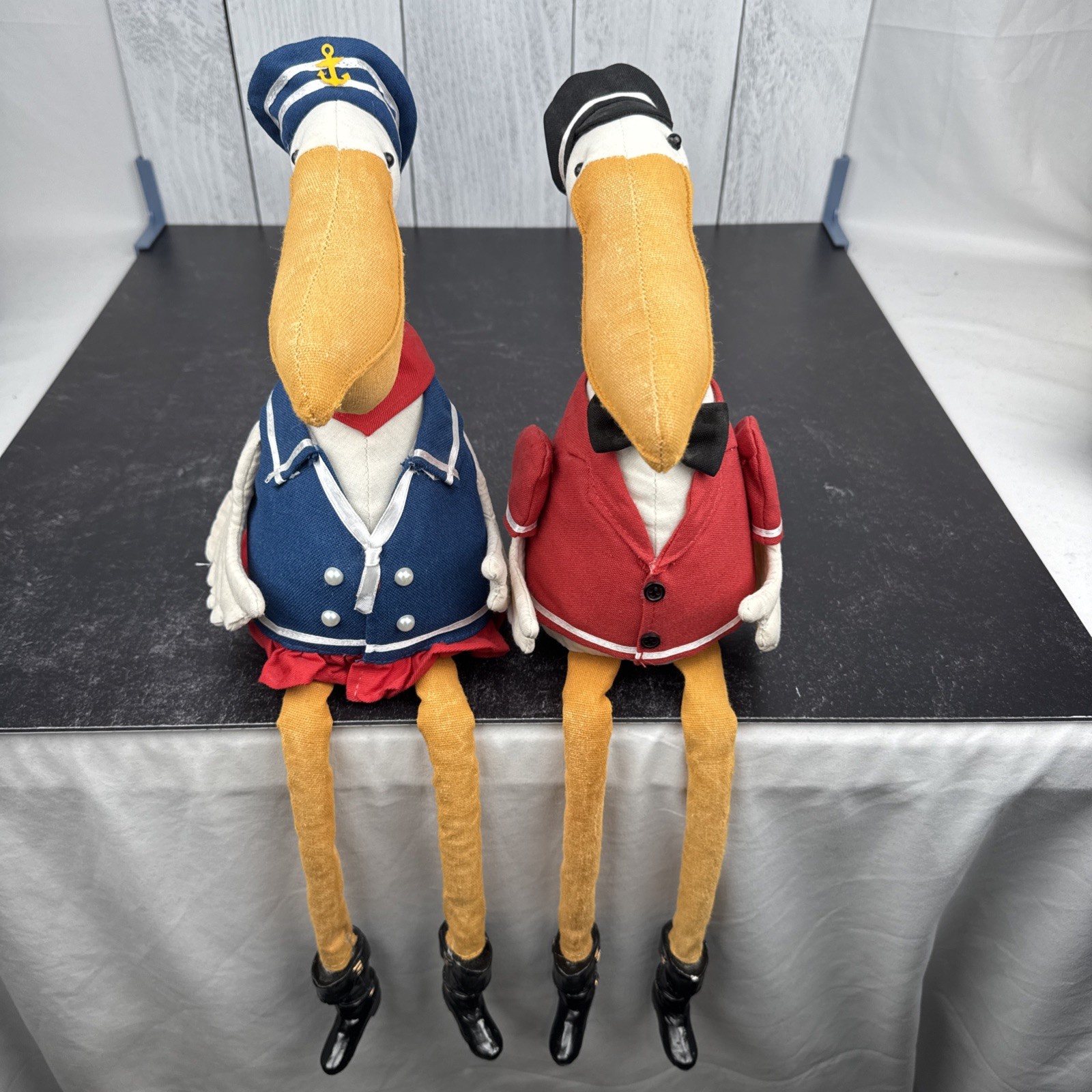 Cracker Barrel Nautical Shelf Sitter Pelicans Sailor Lady Captain & First Mate