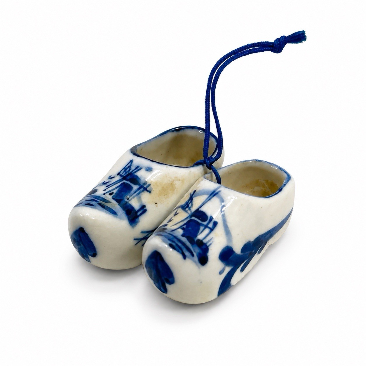 Vintage Delfts Blue White Porcelain Mini Clogs Shoes Windmill Holland Souvenir