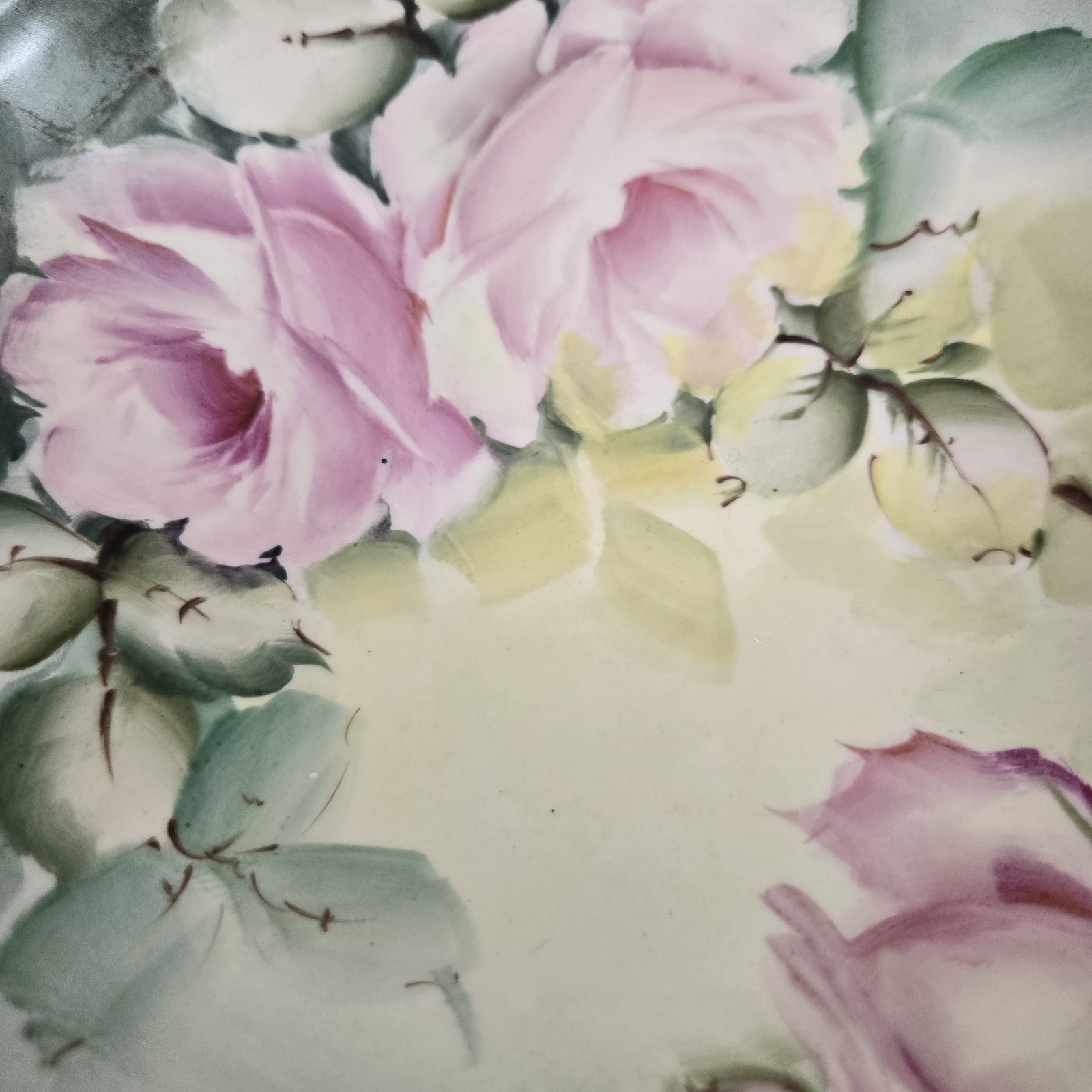 Vitg 1930s Handpainted Signed Bone China Center Piece Footed Bowl W 7″× H2.5″